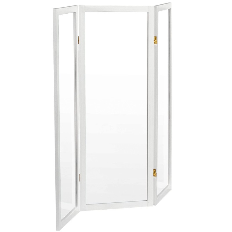 4 ft. Short Clear Plastic Partition White 3 Panel