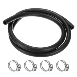 M METERXITY Fuel Line Hose, 3/8" 10mm ID 17mm OD 4.9ft Length, NBR Rubber High Pressure Heat Resistant Gas Line Hose Oil Hose W 4pcs Clamps for Automotive Fuel Systems/Steam Emission/Engines