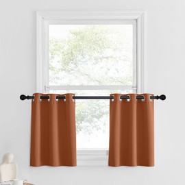 NICETOWN - Cenefa de cortina oscurecedora para ventanas de 29 x 24 pulgadas, color naranja quemado sólido para sala de estar, cenefa corta y recta para recámara, habitación de los niños, 2 paneles