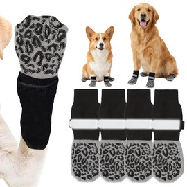 4 Calcetines Antideslizantes para Perros, con Tira Reflectante Ajustable, Algodón Transpirable y Cómodo, Que Evitan Que se Laman Las Patas, Zapatos pa