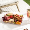MATANA 12 White Plastic Serving Platters with Rose Gold Border,