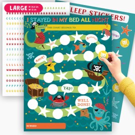 CENTRAL 23 Reward Chart with Stickers for Sleeping in Own Bedroom x 10 pcs - Pirates - Kids Bedtime Routine Chart for Toddlers - Cute Routine Chart Sleep Trainer - Activity Trackers for Boys