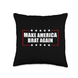 Make America Brat Again Funny Brat Throw Pillow