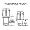 DuraSteel Adjustable Stainless Steel Bullet Feet for 1-5/8" O.D Tubing,