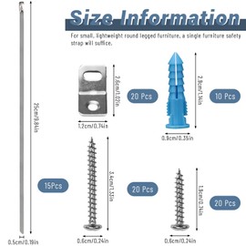 Realand Tilt-Proof Furniture Anchors Stainless Steel Furniture Straps Wall Anchors for Furniture for Dresser Wall Safety Anchors Earthquake Straps (10 Sets Anti-tilt Furniture Anchors)