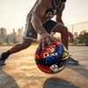 Balón De Basquet Hule Duxx Flow 5 Azul Con Rojo