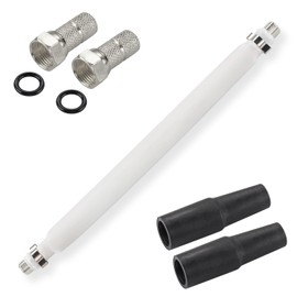 rocabo SAT Window Feed-Through – 20 cm – White – For Laying SAT Cables Through Windows – No Additional Tools Required – 1 Piece – 2 F-Connectors 4 mm Silver – 2 Rubber Grommets