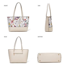 Women Fashion Synthetic Leather Handbags Tote Bag Shoulder Bag Top Handle Satchel Purse Set 4pcs