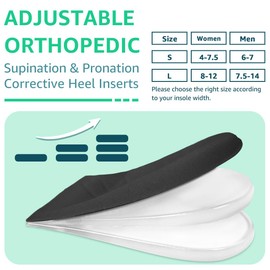 Skyfoot 3 Layers Adjustable Heel Wedge Inserts for Supination & Pronation Correction, Adhesive Medial & Lateral Heel Insoles for Bow Legs, Knee Pain, Foot Alignment (L: W 8-12 | M 7.5-14, Black)