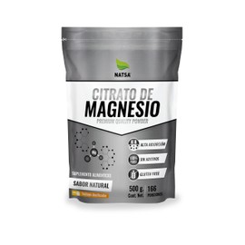 NATSA Citrato de Magnesio Polvo, 500gr, 166 Porciones                                                                                                 
