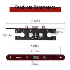 AcxdJnye Storm Door 2 Point Bolt Mortise Lock Body Replacement Fit Pella Storm Door Handleset Part,Red Face Plate