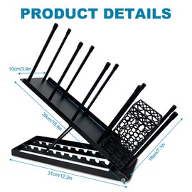 jbcgv Cup and Lid Holder - Metal Adjustable Coffee Cup Holder Organizer 4 Compartment Disposable Cup Dispenser with Coffee Pod Straw Storage Basket for Coffee Station Bar, Office, Breakroom, Black