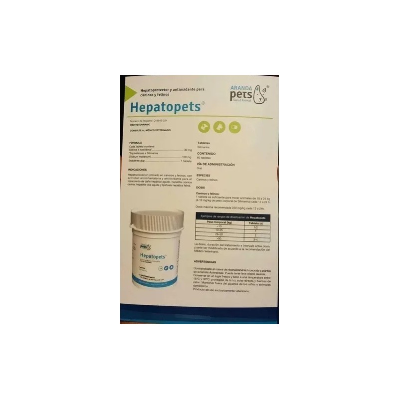 Hepatopets Aranda Pets Pack 2 Frascos D 60tabs Pa Perro