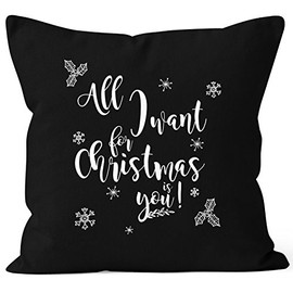 MoonWorks Romantic Cushion Cover All I Want for Christmas is You Black Jumper