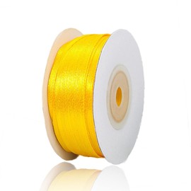 Yellow Ribbon 1/8 Inch x 100 Yards, Yellow Satin Fabric Ribbons for Crafts, Gift Tags, Gift Wrapping, Floral Bouquets, DIY Bows, Wedding Invitation Cards, Baby Shower and Ornaments Decoration