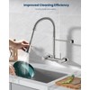 Wall Mount Kitchen Faucet 2 Handles, 8 Inch Center Wall