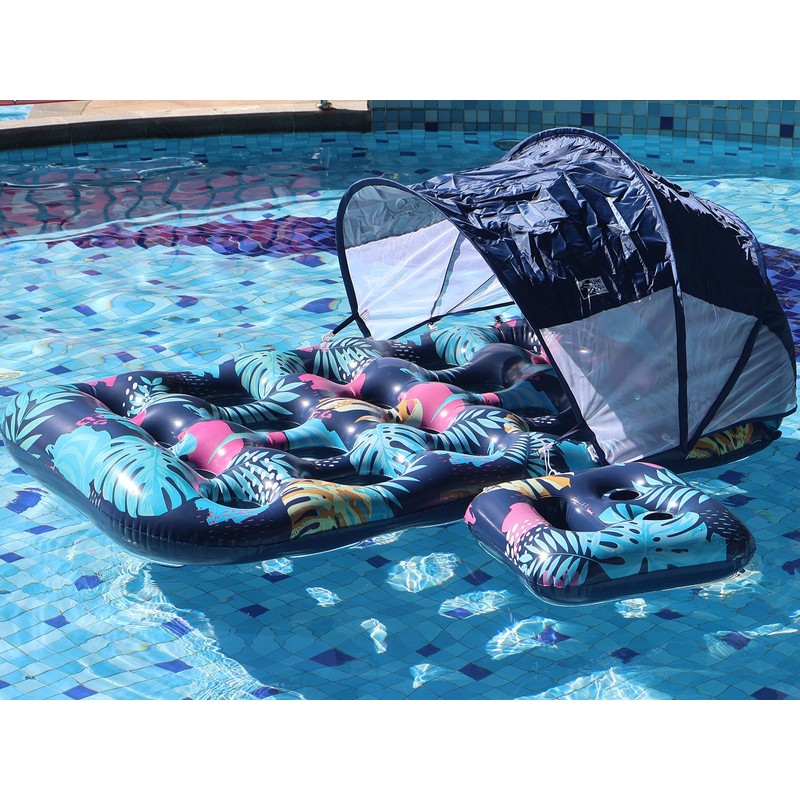 COOLCOOLDEE Inflatable Pool Float with UPF 50+ Sunshade Canopy,Extra Large