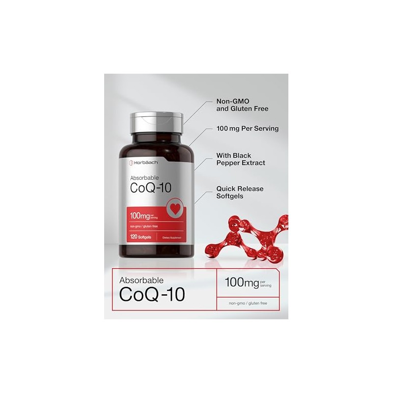 Horbäach Cápsulas blandas de CoQ10 de 100 mg | 120