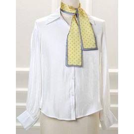 Allegra K 50s Ribbon Skinny Scarf Lovely Polka Dots Pattern for Bags Hair Band Neck Wraps Yellow Small Dots 1 Pcs