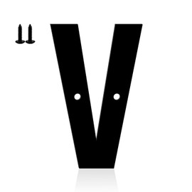 Ya_chtttwo Metal House Numbers,8" Black Metal Modern Door Garden Mailbox Apartments Outside Farm Decorative Letters House Numbers with Nail Kit Visibility Signage(Black-V)