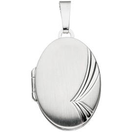 Jobo Women's 925 Silver Oval Locket for 2 Photos, Silver