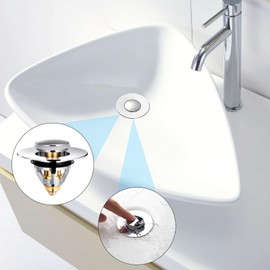 Abflussstopfen,Stopfen Waschbecken & Badewanne Pop Up Stöpsel Waschbecken,Universal Abflussstöpsel Rostfreier Stahl et Cuivre, Waschbeckenstöpsel Ablaufventil Mit Doppeldichtung (34-38mm) Nior