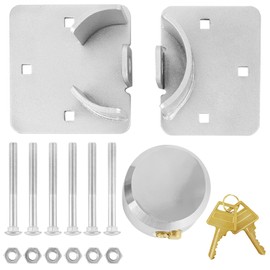 QWORK 2 Pack Hidden Shackle Padlock Keyed Alike,Heavy Duty Hasp 73MM Van Door Padlock for Trucks, Gates, Vans, Vending Machines - with 2 Keys and Hasp