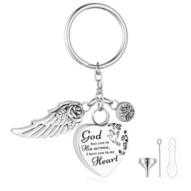 DAIFFUNE Heart Urn Necklace for Ashes Cremation Jewelry Urn Keychain for Ashes with Birthstone Cremation Keychain