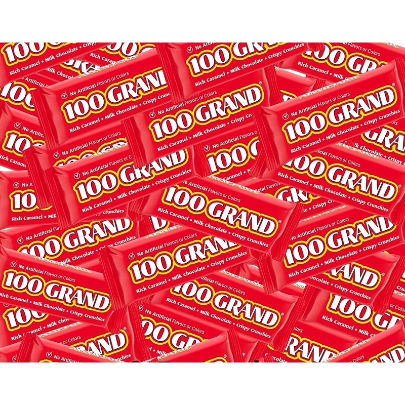 100 GRAND Crispy Milk Chocolate w/ Caramel, Fun Size Individual