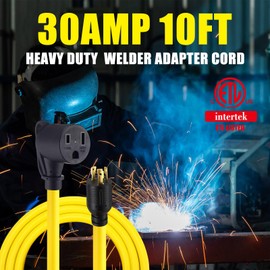 Tellegloww 10ft 30Amp to 50Amp Welder Adapter Cord, Compatible with NEMA L5-30P Male to 6-50R Female Locking 3 Prong to 3 Prong Welder Power Adapter, STW 10 AWG/3C, 30 Amp 250V 7500 Watt ETL Listed