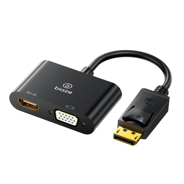 biaze DisplayPort to HDMI & VGA Adapter – DP 2‑in‑1