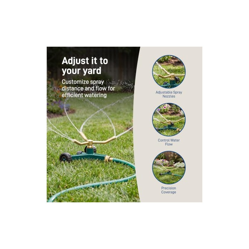 Orbit 3-Arm Metal Sprinkler with Wheel Base for Lawns