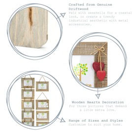 Nicola Spring Freestanding Photo Frame - Fits Photo Size 4 x 6 (10 x 15cm) - Pack of 1 - Rustic Red Heart Shutters Natural Wooden Picture Frame Freestanding Landscape Orientation Poster Frame