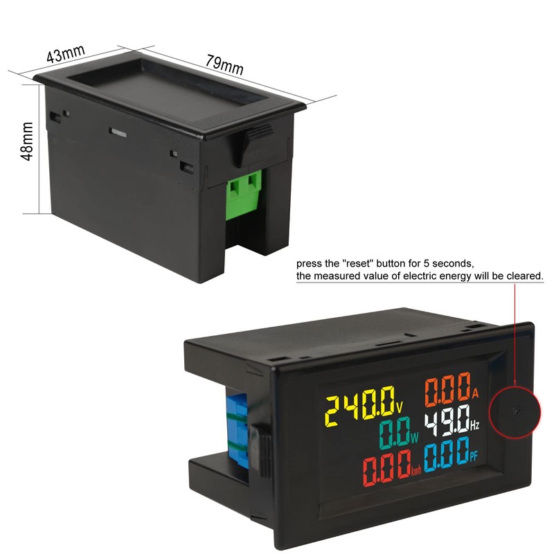 Taikemeti Electric Power Detector Multi-function Meter (AC 40-300V 100A) LCD