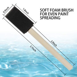 200 Pack 1 inch Foam Brush Sponge Wood Handle Paint Brush Foam Sponge Brush for Acrylics, Stains, Varnishes, Crafts