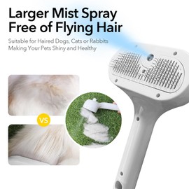 GooCare Cat Steam Brush for Shedding, Self Cleaning Cat Brush with Water Spray, 3-in-1 Design for Massage, Hair Removal, and Cleaning, Steamy Brushes for Indoor Cats, Dogs and Rabbits (White)