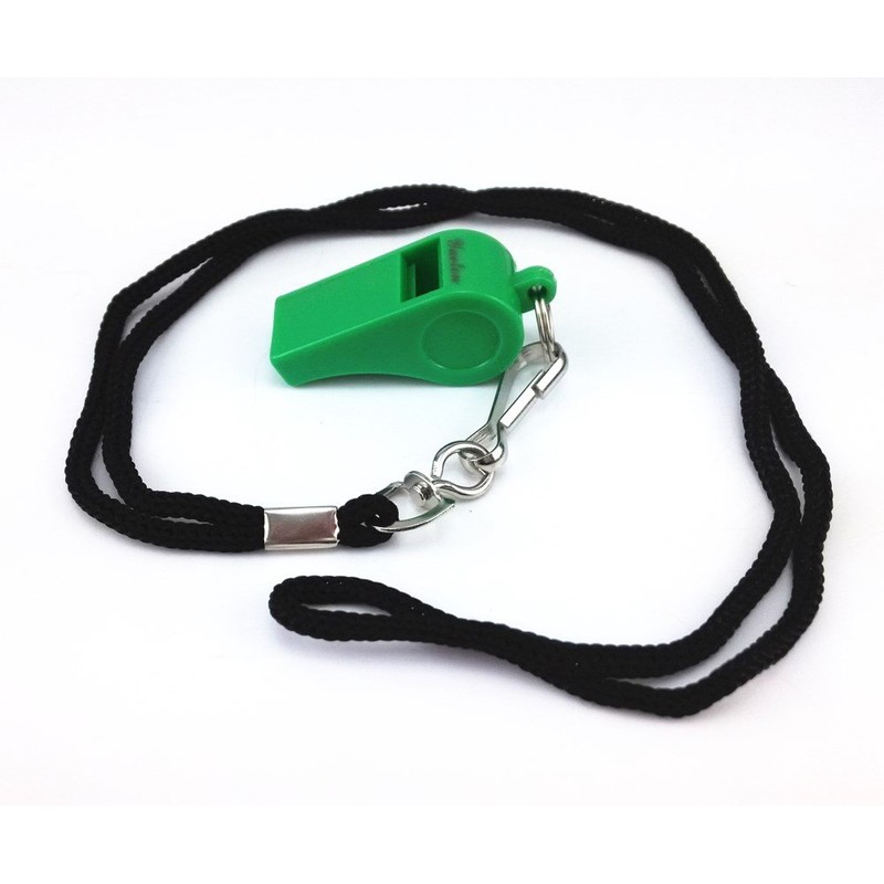 yueton Plastic Coach Whistles with Lanyard, Pack of 6 (Green)