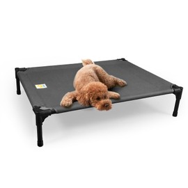 Elevated Dog Beds Medium Sized Dog, Raised Outdoor Bed Waterproof and Washable Canvas, Chew Proof Indoor and Outdoor Pet Hammocks, Dark Grey