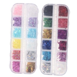 Minkissy 2sets Nail Glitter Sequins for Stunning Nail Art Shining Paillettes Makeup Stickers for Creative Manicure Designs and Professionals