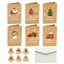12 Pack Mini Size Merry Christmas Greeting Cards with Envelopes, 2.8 x 4.1 Inch, Cute Adorable Brown Color Christmas Xmas Gift Winter Holiday Style Festival Greetings Cards, Pack of 12 2X6 Brown