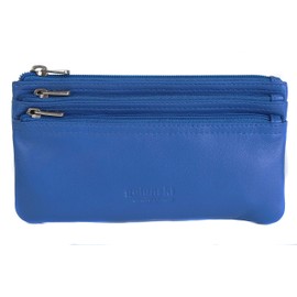 GOLUNSKI Soft Leather 3 Section Zipped Coin Purse 6 Colours - 0330 (Black)