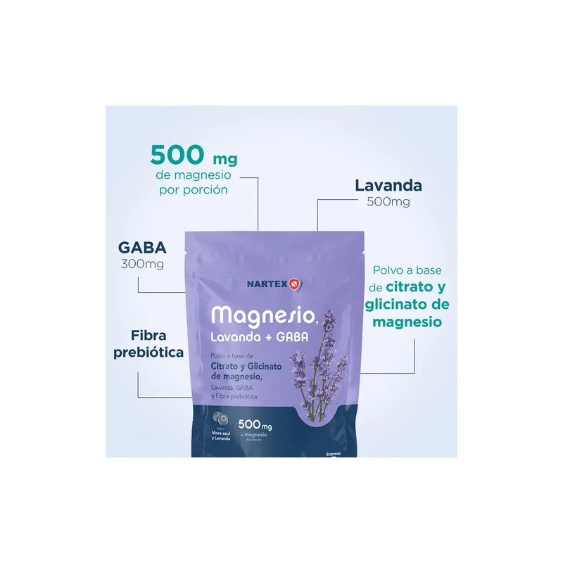Magnesio Polvo Nartex Wellness Citrato Glicinato Gaba Lavanda 150g Mora