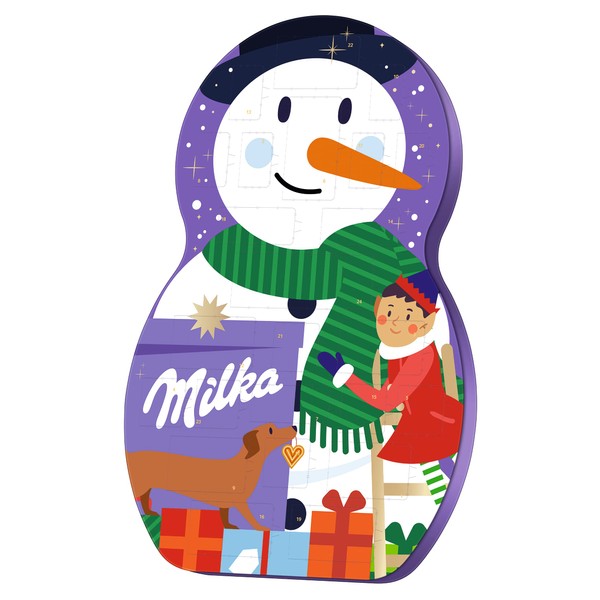 Milka Snow Mix Advent Calendar 1 x 236 g, Christmas Calendar, with Christmas Chocolate, Chocolate Balls, Apple Milk & White Chocolate
