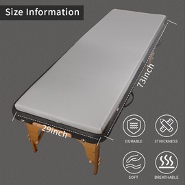 Grey Lash Bed Topper Memory Foam Topper for Massage Bed, 73x29x2 inch Memory Foam Massage Table Topper with Removable Cover-Elastic Bands Non-Slip-Lash Bed Cushion Without Bed-for Beauty and Massage