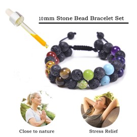 GelConnie Chakra Healing Bracelet Lava Rock 7 Chakra Bead Bracelets Stress Relief Yoga Beads Anxiety Bracelet Aromatherapy Essential Oil Diffuser Bracelet Bangle for Women Birthday Gift