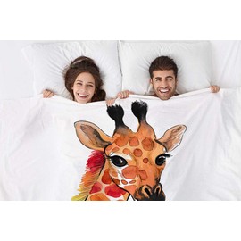 Mugod Giraffe Throw Blanket Watercolor Colorful Giraffe Decorative Soft Warm Cozy Flannel Plush Throws Blankets for Baby Toddler Dog Cat 30 X 40 Inch