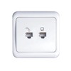 White Combination Switch Network + Telephone Connection Flush Mount