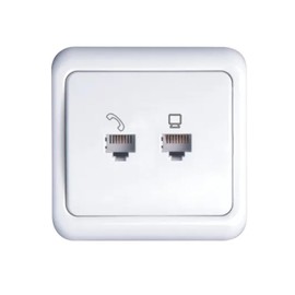 White Combination Switch Network + Telephone Connection Flush Mount