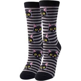 HAPPYPOP Funny Cat Gifts for Cat Lovers Cat Lover Gifts for Women Mom, Novelty Black Cat Socks Silly Socks for Girls