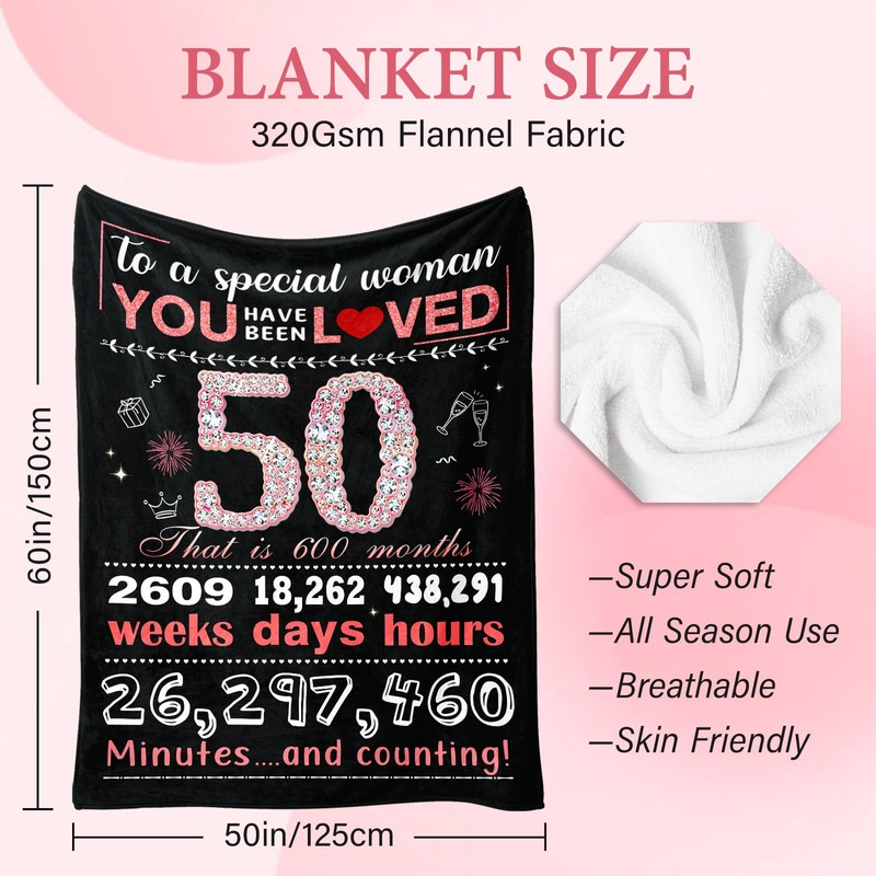 BAOERN 50th Birthday Gift for Her， 1976 Birthday Blanket 50"x60"